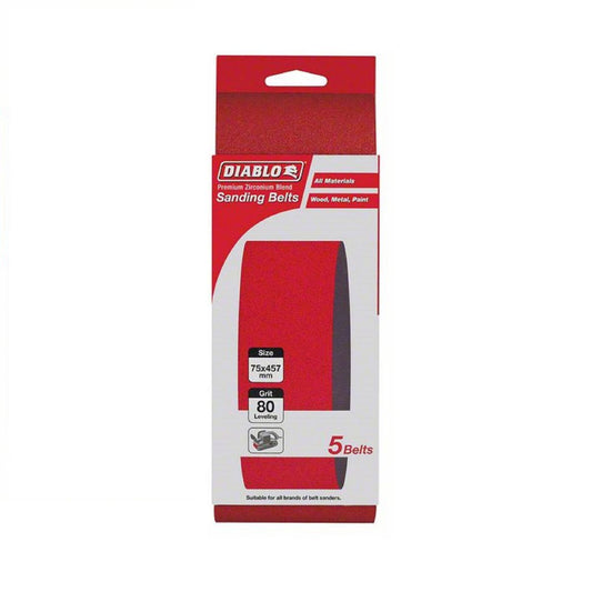Diablo Abrasive Belt 36 Grit 75 x 457mm 5 Pack - Red - Auzzistore