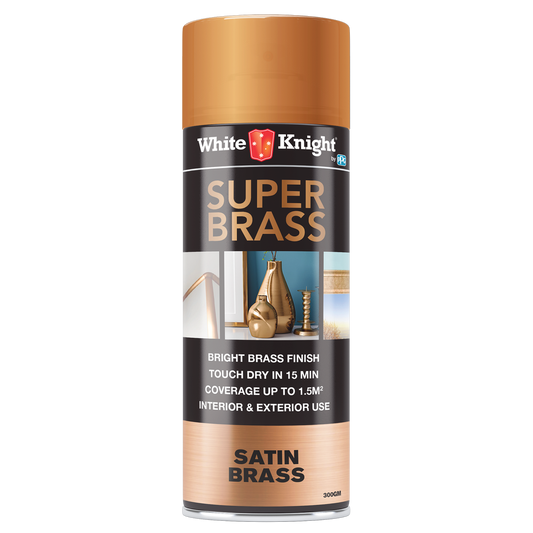White Knight Super Brass Spray Paint - 300g - Satin Finish - Durable - Auzzistore
