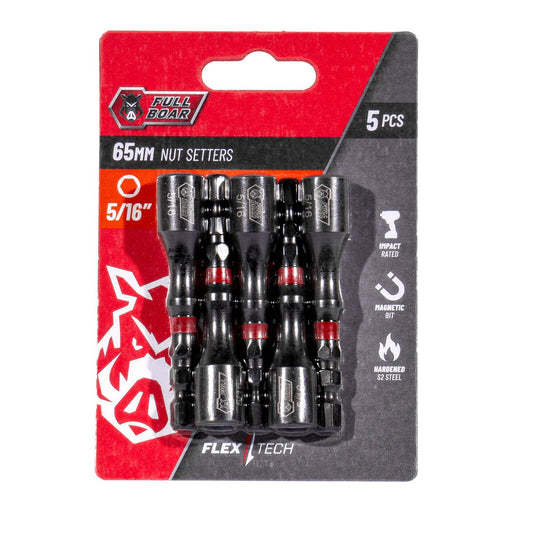 Full Boar Magnetic Impact Nut Setters 5 Pack - 5 x 16 x 65mm - Durable, High-Torque - Auzzistore