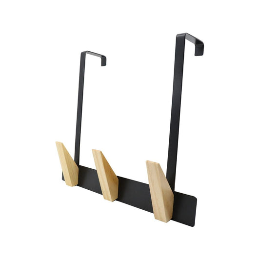 Adoored 3 Timber Hook - Over the Door Deco Hook - 305mm x 260mm - Black - Durable