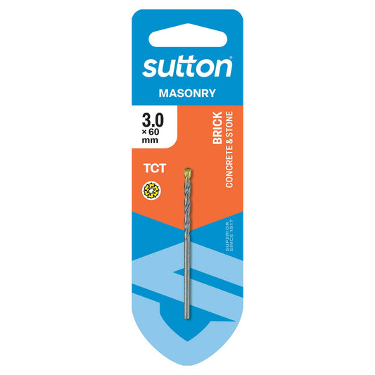 Sutton Tools Masonry Drill Bit - 3 x 60mm - Carbide Tip - Aggressive Drilling - Auzzistore
