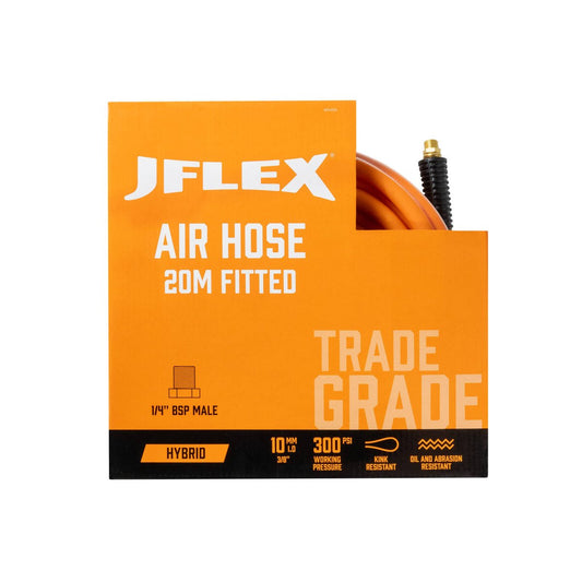 Jflex Premium Hybrid Air Hose - 3/8" x 20m - Safety Orange - Kink Resistant - Auzzistore