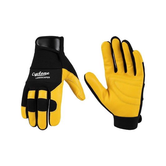 Cyclone Landscaper Gloves - Large - Leather - Anti-Abrasion Protection - Auzzistore