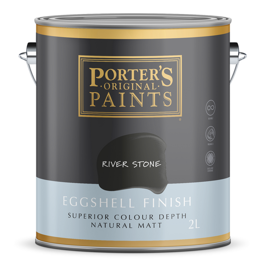 Porter S Broadwall Washable Paint 2L River Stone Eggshell Finish - Auzzistore