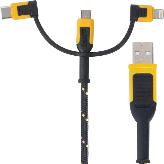 Dewalt 3-in-1 Charging Cable - 1.8m - Kevlar Reinforced - Quick Charging