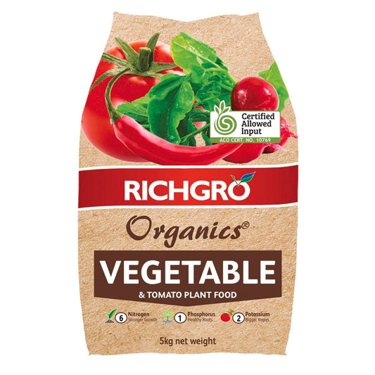Richgro 5kg Organic Vegetable Tomato Plant Food - Boost Growth Quality