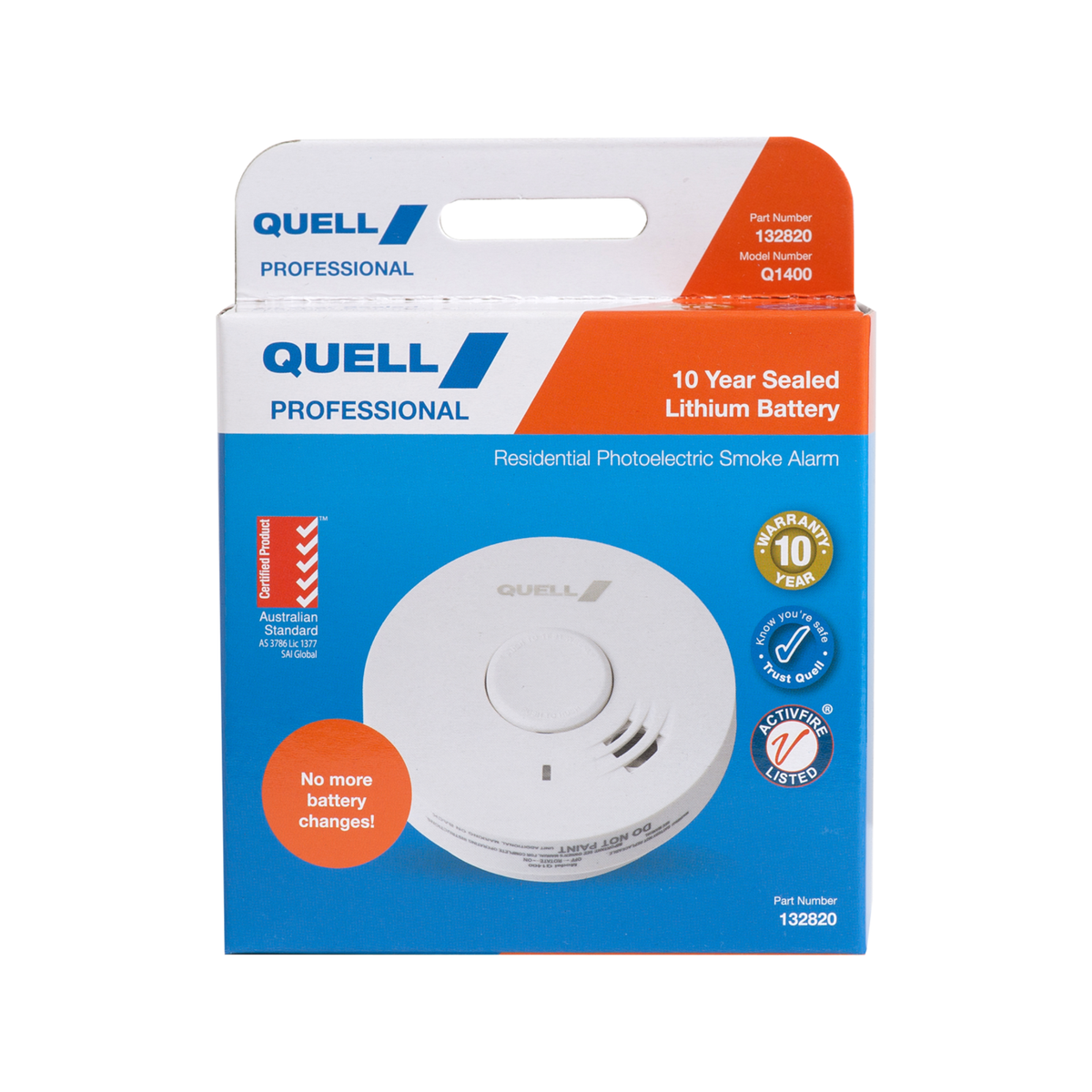 Quell Q1400 Photoelectric Smoke Alarm 10 Year Battery Trade Pack