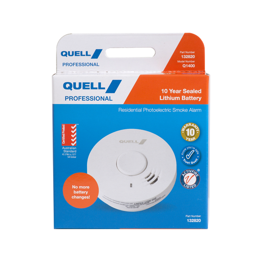 Quell Q1400 Photoelectric Smoke Alarm 10 Year Battery Trade Pack