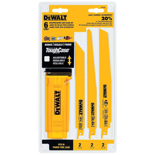 Dewalt 6 Piece Reciprocating Blade Set DW4896 - Bi-metal - 165mm x 40mm x 320mm - Efficient Cutting - Auzzistore