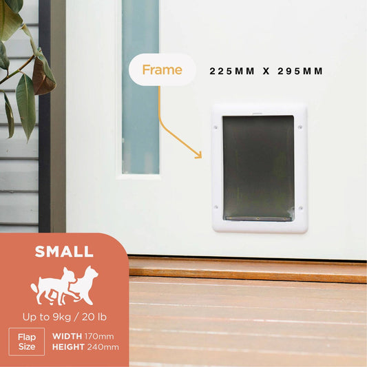 Hakuna Pets Small White Essential Pet Door - 170mm x 240mm - Durable - Weather-Resistant – view 2