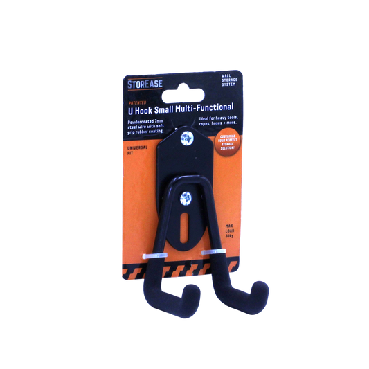 Storease Small Wall Storage System U Hook - 30kg Capacity - Black - 60mm x 115mm x 65mm