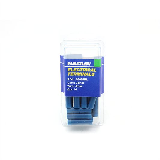 Narva Cable Joiner Butt Splice 4mm Blue Flared Vinyl 14 Pack - Auzzistore