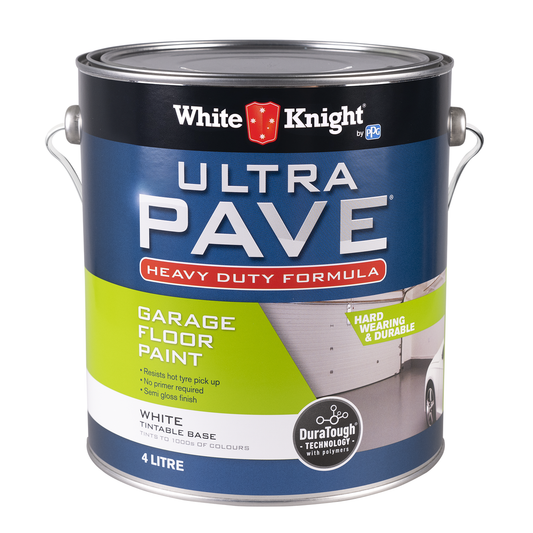 White Knight Ultra Pave Garage Floor Paint - 4L - White - Heavy Duty, Oil Resistant - Auzzistore