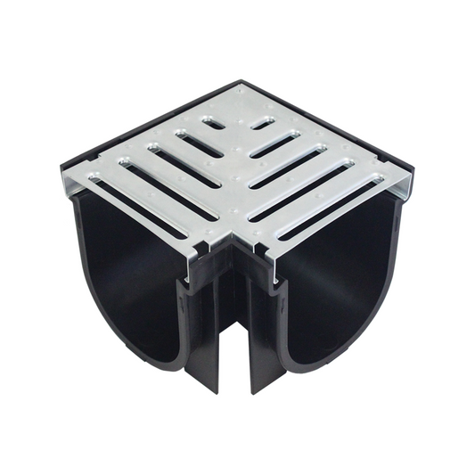 Everhard Easydrain Galvanised Steel Grate and Corner 171mm x 171mm - Silver - Auzzistore