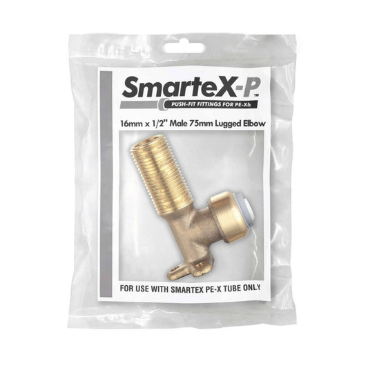Smartex Pex Male Lugged Elbow 16 x 15mm - Lead Free Brass - Push-Fit – view 2 - Auzzistore
