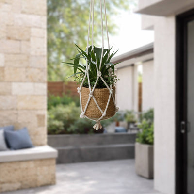 Eden 110cm Cotton Macrame Hanger - Hand-Woven Plant Display with Tassels
