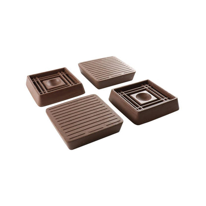 Surface Gard Brown Square Rubber Castor Cup 40mm 4 Pack - Floor Protection