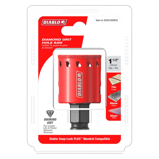 Diablo Diamond Grit Hole Saw - 1-1/2" - Efficient Drilling in Tile, Stone, Glass - Auzzistore