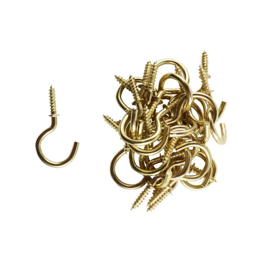Everhang Cup Hook - 15mm - Brass Plated - 25 Pack