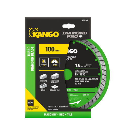 Kango Turbo Diamond Saw Blade - 180mm - Ultra Thin - Fast Cutting - Auzzistore