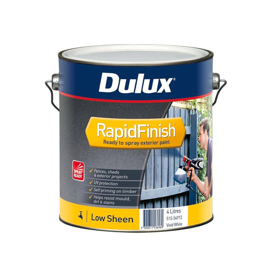Dulux Exterior Paint Rapid Finish Low Sheen White 4L UV Protection - Auzzistore