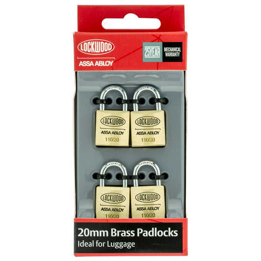 Lockwood 20mm Solid Brass Padlocks 4 Pack Durable Security Solution – view 2 - Auzzistore