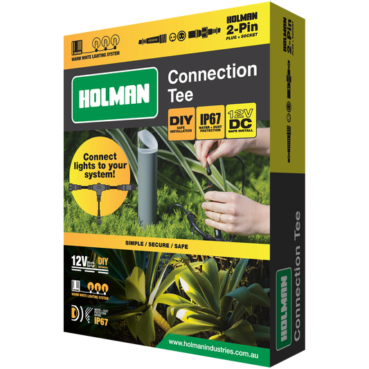 Holman Warm White Connection Tee - 2-Pin - Weather Resistant - Outdoor Use