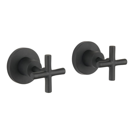 Mondella Matte Black Resonance 1/2 Turn Cross Handle Wall Top Assembly Set - 245mm x 65mm x 1245mm - Precise Water Control - Lead-Free Stainless Steel