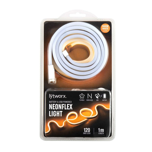 Lytworx Neonflex Light - 1m - Warm White - Battery or USB Powered