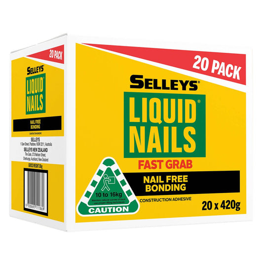 Selleys Construction Adhesive Liquid Nails Fast Grab 420g 20 Pack