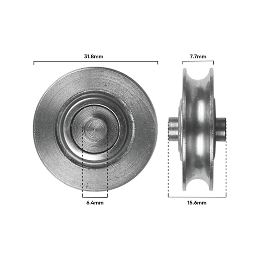 Rolltrak Concave Roller - 32mm - Stainless Steel - 6.4mm Axle – view 2 - Auzzistore