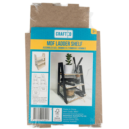 Crafted MDF Shelf Ladder - 28cm - DIY Desk Storage Solution