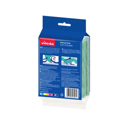 Vileda Pur Active Non Scratch Flat Scourer 2 Pack - 105mm x 210mm - Safe for Non-Stick Cookware – view 2