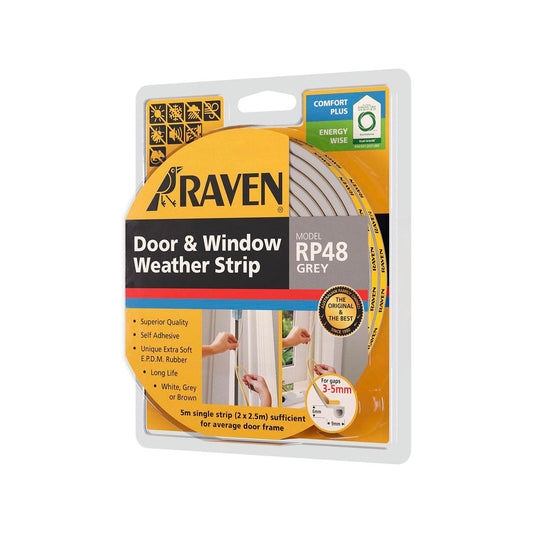 Raven Weather Strip - 5000mm Grey - EPDM Rubber - Easy Install - Auzzistore