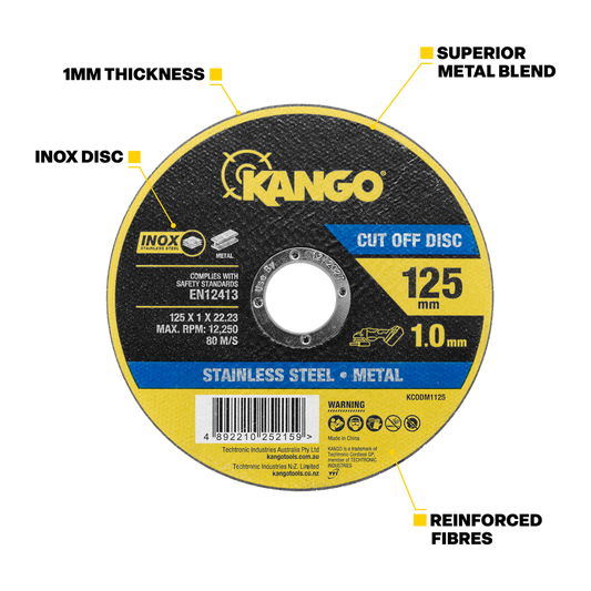Kango Metal Cut Off Disc - 125mm x 1mm - Inox-Free - Steel & Stainless Steel Cutting – view 2 - Auzzistore