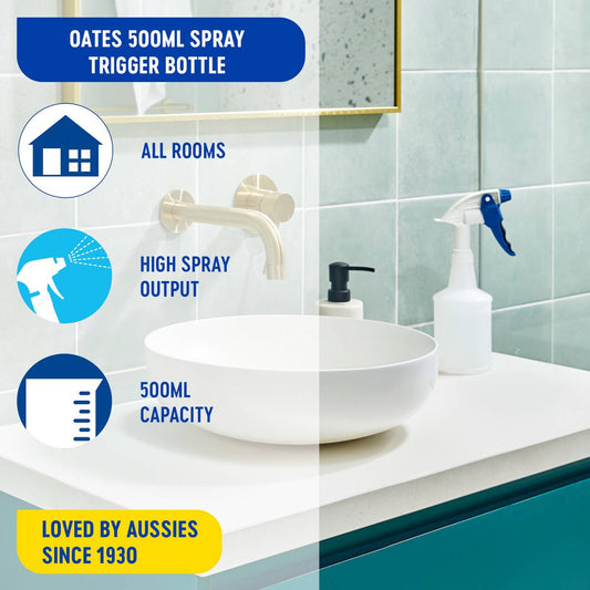 Oates 500ml Trigger Spray Bottle - Heavy-Duty - White - 0.5L – view 2 - Auzzistore