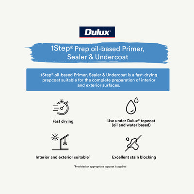 Dulux White Prepcoat 4L Oil Based Primer Sealer - Fast Drying - Multi-Surface