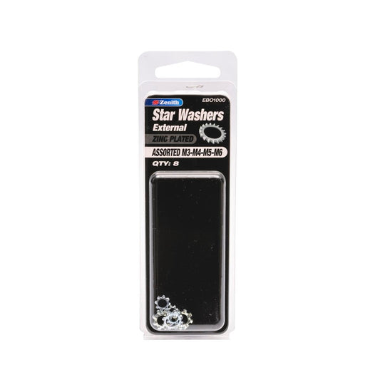 Zenith Zinc Plated Star Washers 8 Pack M3-M6 Steel Reliable Locking - Auzzistore