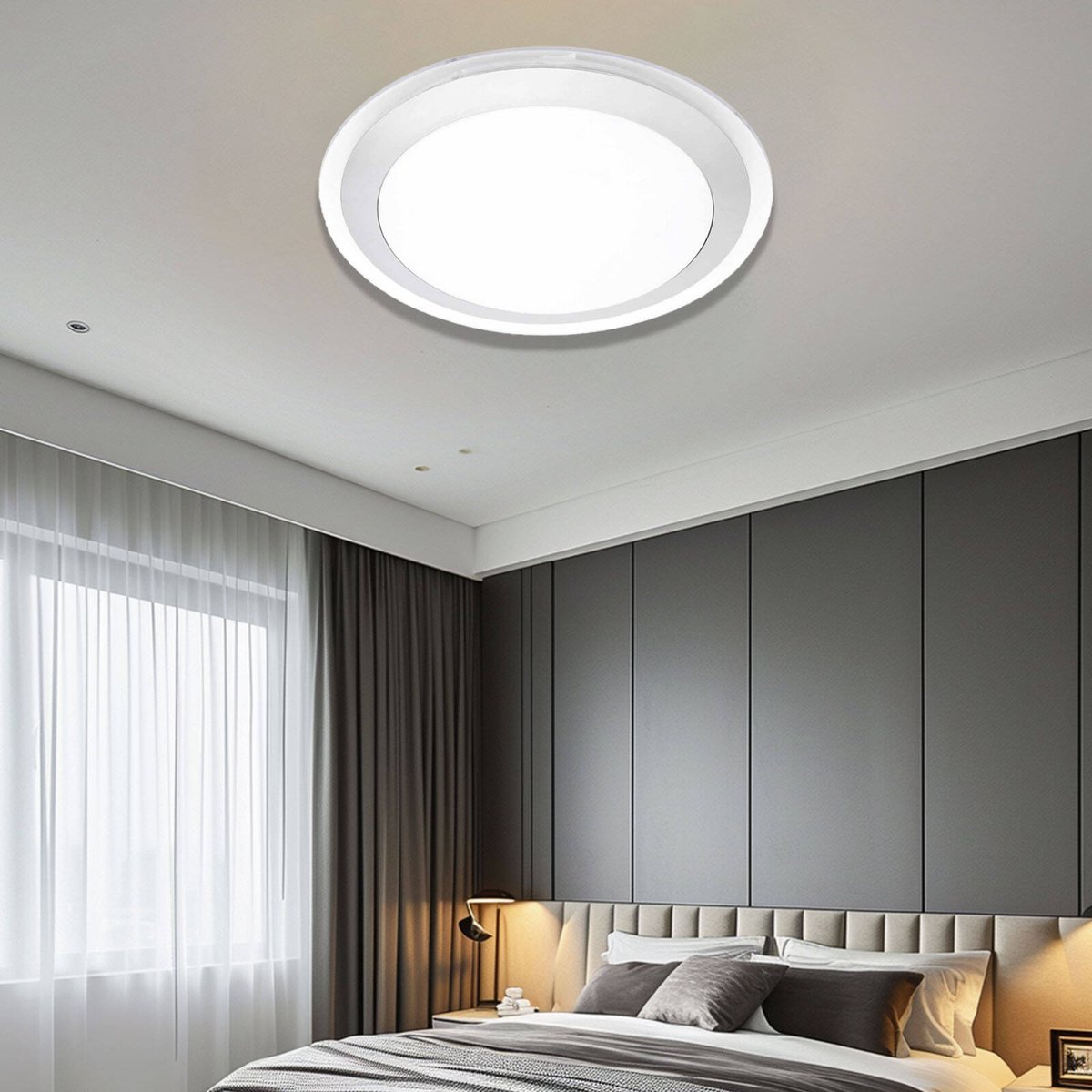 Brilliant 33cm 18W Charlton LED Oyster Ceiling Light - Acrylic - Modern Design