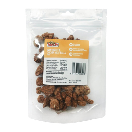 Trusty Oven Roasted Chicken Meat Balls Dog Treats - 100g - High Protein, Low Fat - Auzzistore