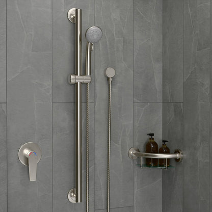 Evekare 32 x 900mm Grab Rail & 3 Function Shower - Brushed Nickel - Safety & Accessibility