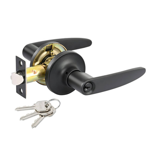 Ikonic Black Matte Norr Entrance Lever Set - 185mm x 188mm x 65mm - Secure Key Lock - Auzzistore