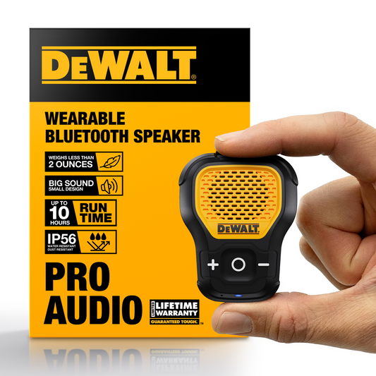 Dewalt Jobsite Pro Wearable Speaker Microphone - Bluetooth - 10-Hour Battery - IP56 Water Resistant