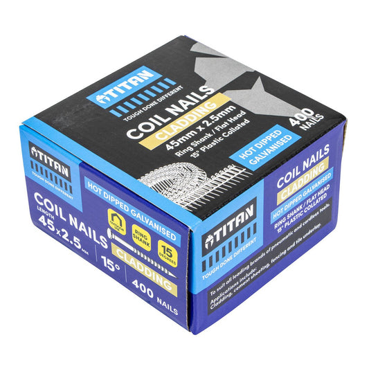 Titan Collated Coil Nail Ring 400 Pack - 45 x 2.5mm - Hot Dipped Galvanised - 15° Angle - Improved Holding Power – view 2 - Auzzistore