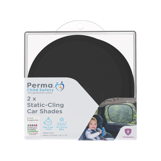 Perma Child Safety Static Cling Car Shade - 2 Pack - UPF 50+ - Easy Install