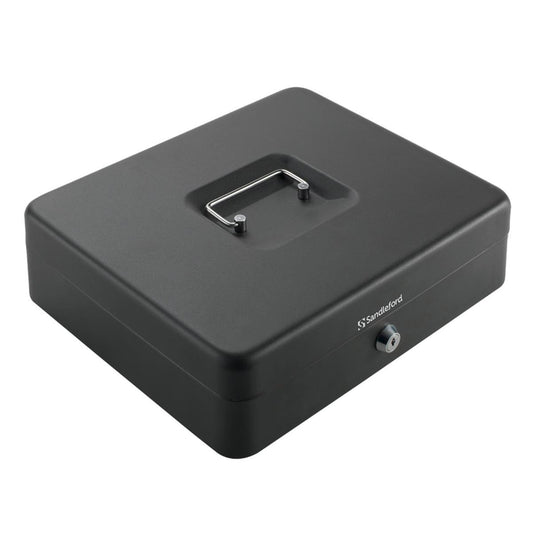 Sandleford 300mm Black Xlarge Cash Box - Key Lockable - Portable - Durable - Auzzistore