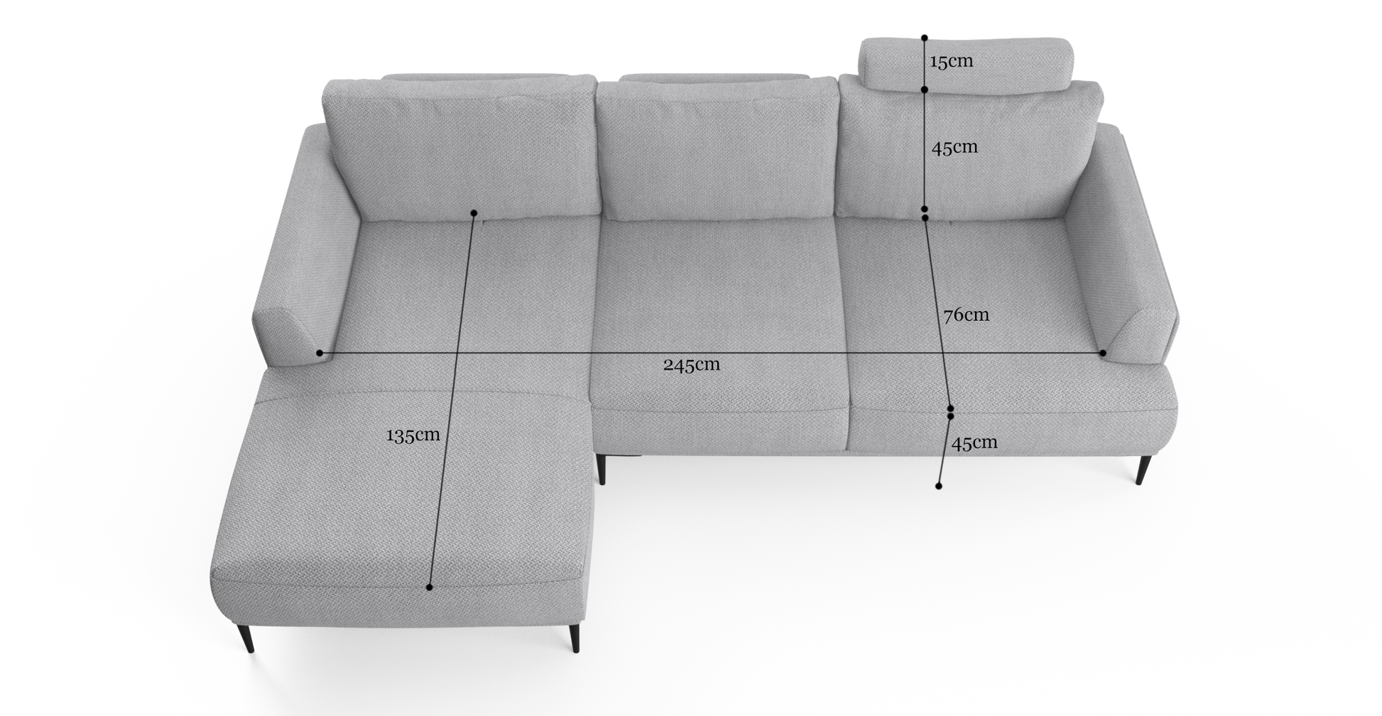 Brosa Como Motion Modular Sofa with Chaise (Gainsboro Grey, Left Chaise)