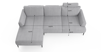 Brosa Como Motion Modular Sofa with Chaise (Gainsboro Grey, Left Chaise)