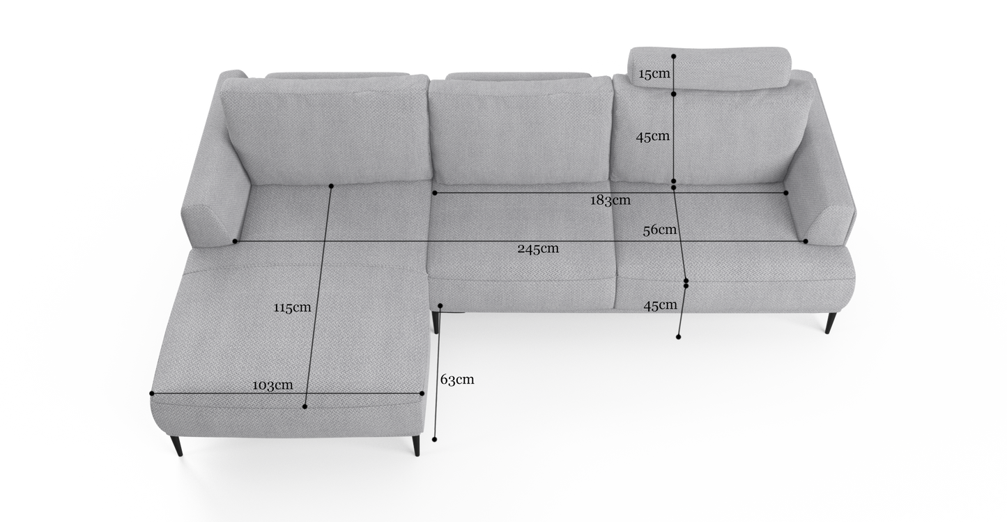 Brosa Como Motion Modular Sofa with Chaise (Gainsboro Grey, Left Chaise)