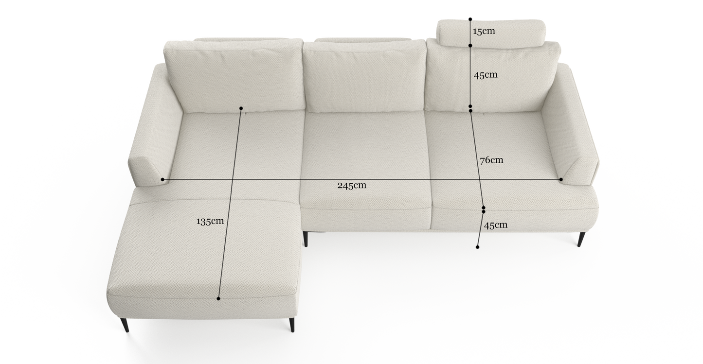 Brosa Como Motion Modular Sofa with Chaise (Seashell White, Left Chaise)